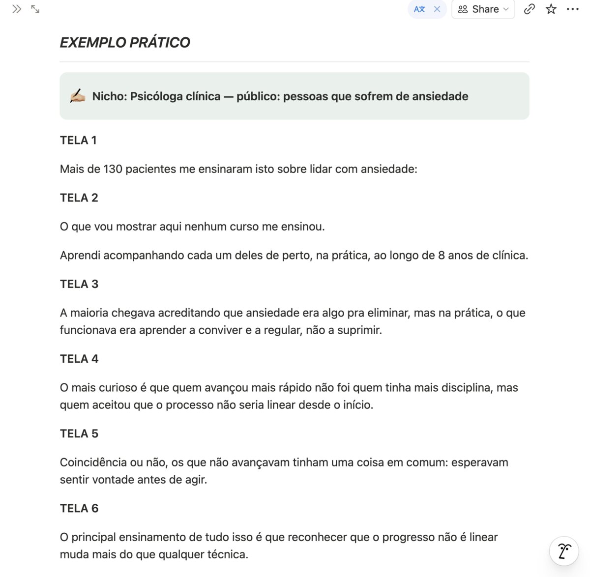 Exemplo prático aplicado a um nicho